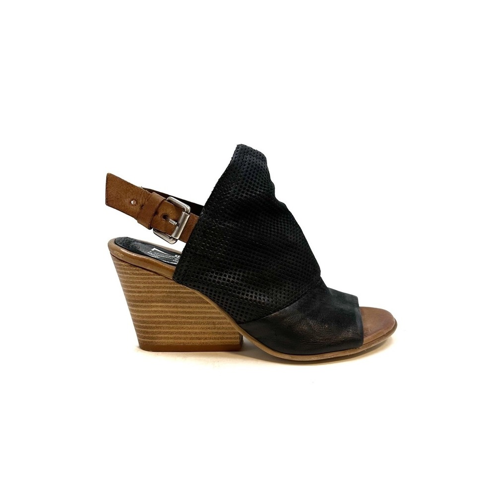 Miz Mooz | Kona Black Leather‎ Wedge Heel Sandals Size 37
